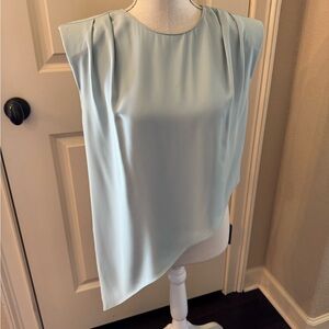 Amanda Uprichard Light Blue Asymmetrical  Sleeveless Blouse